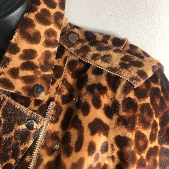 L’Agence by Agent Provocateur NWT Leather Leopard Biker Jacket Size Small - Picture 9 of 16